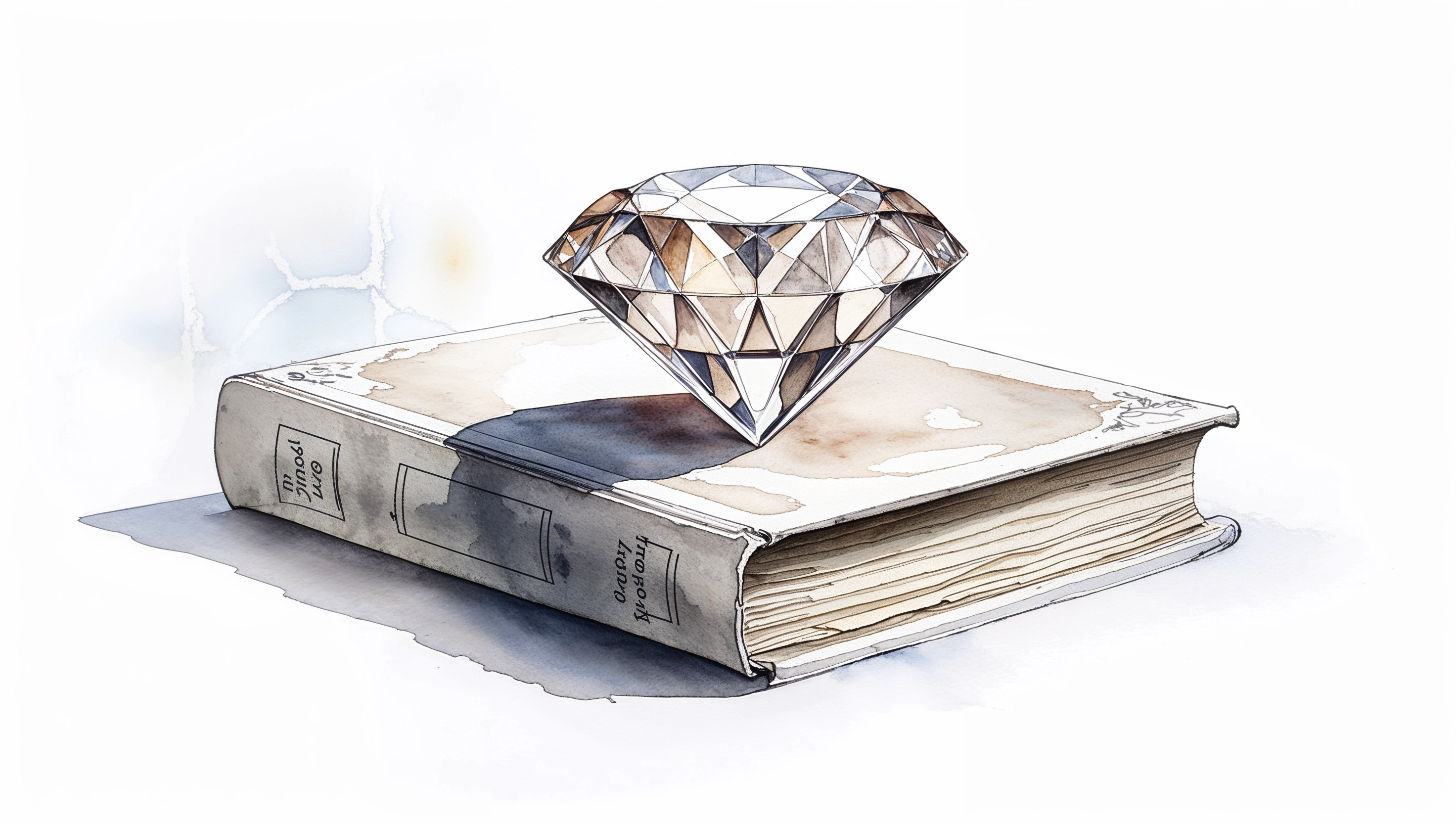 Watercolor illustration of a large diamond